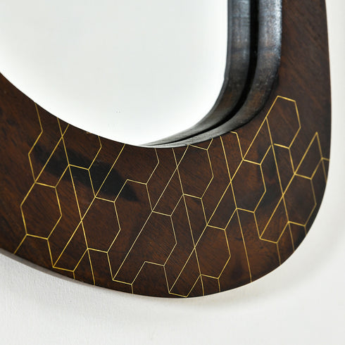 Wooden Mirror with Brass Detailing